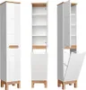 Hochschrank mit Wäschekorb SOLNA-56 Hochglanz weiß mit Produktbild-Vorschau 1