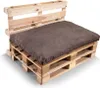 A pallet sofa with a dark brown cushion and backrest, shown against a white background. Produktbild-Vorschau