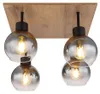 Deckenleuchte, Holzoptik, Kugeln Rauchglas, L 40cm Produktbild-Vorschau 1