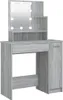 A gray wooden vanity table with a lighted mirror and storage cabinet. Náhled obrázku produktu