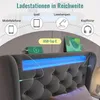 A bed with integrated LED lighting and charging features. Produktbild-Vorschau