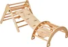 A wooden Pikler triangle climbing set with a slide and arch. Produktbild-Vorschau