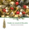 A close-up of a decorated Christmas tree with a smaller image of a slim Christmas tree at the bottom left, accompanied by German text. Produktbild-Vorschau