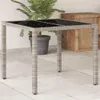 vidaXL Gartentisch mit Glasplatte Hellgrau 90x90x75 cm Poly Produktbild-Vorschau 2
