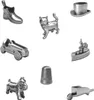 A collection of silver-colored game tokens on a white background. Produktbild-Vorschau
