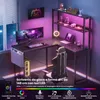 AIORBER Scrivania da gioco a L 148 cm con illuminazione a Anteprima dell’immagine prodotto 3
