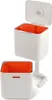 A white and orange trash and recycling bin unit is shown against a white background. The lid of the larger unit is open, revealing the orange interior. A smaller, separate bin with an orange interior is also visible in the foreground. Podgląd zdjęcia produktu