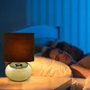 Relaxdays Tischlampe, Metallfuß & Stoffschirm, E14, HxD: Produktbild-Vorschau 2