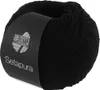 A ball of black yarn with a label. Produktbild-Vorschau