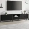 A black TV stand with a mounted television above it, in a minimalist room setting. Náhľad obrázku produktu