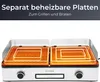 A close-up studio shot of a KLAMER electric grill with its heating elements glowing orange. Produktbild-Vorschau