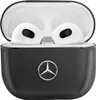 A pair of white earbuds in a black charging case with a Mercedes-Benz logo. Náhled obrázku produktu