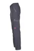 A side view of a pair of gray cargo pants. Produktbild-Vorschau