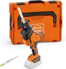 A cordless reciprocating saw and its case are displayed against a white background. Produktbild-Vorschau