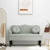 Panca con cuscino in velluto grigio chiaro 120,5x65x75 cm Anteprima dell’immagine prodotto 2