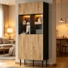 Merax Hochschrank mit LED Beleuchtung, Vitrinenschrank Produktbild-Vorschau 1