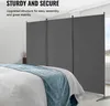 A room divider is set up in a bedroom, separating a bed from the rest of the room. The divider is gray and has three panels. The bed is made with white linens and a blue runner. Anteprima dell’immagine prodotto