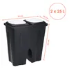 A black double trash can with white lids and measurement indicators. Anteprima dell’immagine prodotto