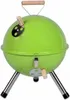A lime green kettle grill with wooden handles and silver legs, shown from the front. Produktbild-Vorschau