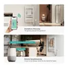 Collage showing a bathroom towel warmer controlled via smartphone and voice assistant, with lifestyle shots. Produktbild-Vorschau