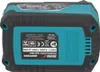 A close-up view of a black and teal battery pack for a power tool. Podgląd zdjęcia produktu