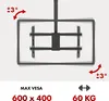 A diagram showing a ceiling TV mount with adjustable tilt angles and specifications for VESA and weight capacity. Anteprima dell’immagine prodotto