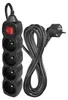 Prodlužovací kabel 5 m / 4 zásuvky / s vypínačem / černý / PVC / 1 mm2 Produktbild-Vorschau