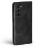 A black flip case for a Samsung Galaxy S23+ phone is shown from the side. Produktbild-Vorschau