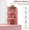 SONNI Růžový toaletní stolek s nastavitelným jasem zrcadlo Náhled obrázku produktu 3