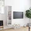 A white bookshelf is mounted on a white wall next to a flat-screen TV. A plant in a pot and a soccer ball are on the floor. Voir les images du produit