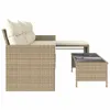 Gartensofa in L-Form mit Tisch und Kissen Beige Poly Rattan Produktbild-Vorschau 5