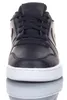 A front view of a black Nike shoe with a white sole, set against a white background. Produktbild-Vorschau