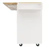 A white kitchen cart with a wooden countertop and a fold-out extension. Produktbild-Vorschau
