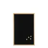 A black chalkboard with a wooden frame and four small circular magnets attached to the bottom right corner, isolated on a white background. Produktbild-Vorschau