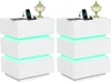 Nachttisch 2er Set Nachttisch mit Steckdose,LED Weiß Produktbild-Vorschau 1