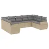 9-tlg. Garten-Sofagarnitur mit Kissen Beige Poly Rattan Produktbild-Vorschau 2