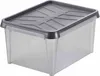 A clear studio shot of a transparent storage box with a gray lid. Produktbild-Vorschau