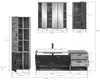 Diagrams and measurements of a bathroom furniture set. Produktbild-Vorschau