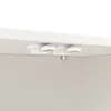A close-up view of white mounting brackets attached to the underside of a white surface, likely a shelf or cabinet top. Produktbild-Vorschau