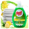 A bottle of Dual Power dish soap with lemons and stacked dishes in the background. Náhľad obrázku produktu