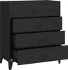 A black metal cabinet with four drawers is shown against a white background. Produktbild-Vorschau