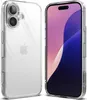 A clear protective case for an Apple iPhone is shown, with the back of the phone on the left and the front on the right. Anteprima dell’immagine prodotto