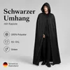 Halloween Umhang XL (160cm) Schwarz mit Kapuze für Vampire, Produktbild-Vorschau 2
