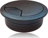 A black desk cable grommet with a hinged flap. Podgląd zdjęcia produktu
