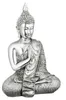 Cepewa Buddha Figur - Poyresin - Silber glanzend - 17 cm Produktbild-Vorschau 2