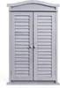 A gray wooden cabinet with louvered doors. Náhled obrázku produktu