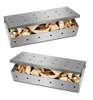 Two stainless steel smoker boxes filled with wood chips, shown from a slightly elevated diagonal angle against a white background. Produktbild-Vorschau