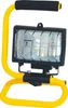 A portable halogen work light with a yellow metal stand and handle. Podgląd zdjęcia produktu