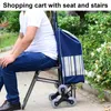 Einkaufswagen mit Sitz, zwei Dreiradrädern, ergonomischer Produktbild-Vorschau 5