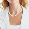 Yokoamii Perlen-Kette Metall-Legierung Muschelkernperle Produktbild-Vorschau 2